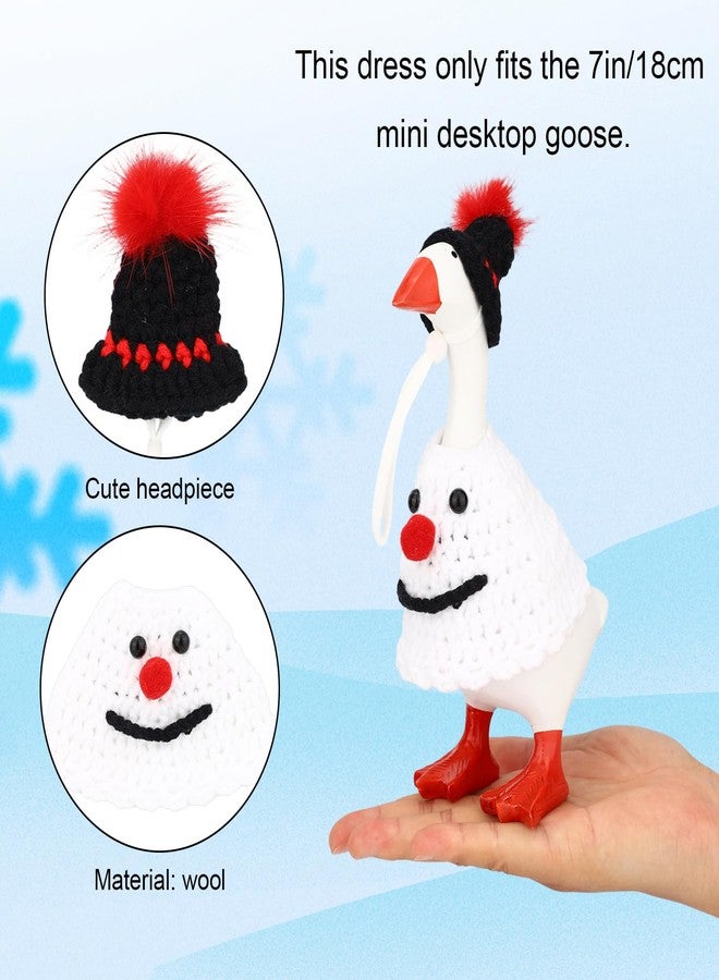 Sinbana Snowman Desk Goose Outfit Set, Wool Hat and Clothing Goose Costume Winter Christmas Decoration for Xmas Home Office Fun Desk Decor - Image 4